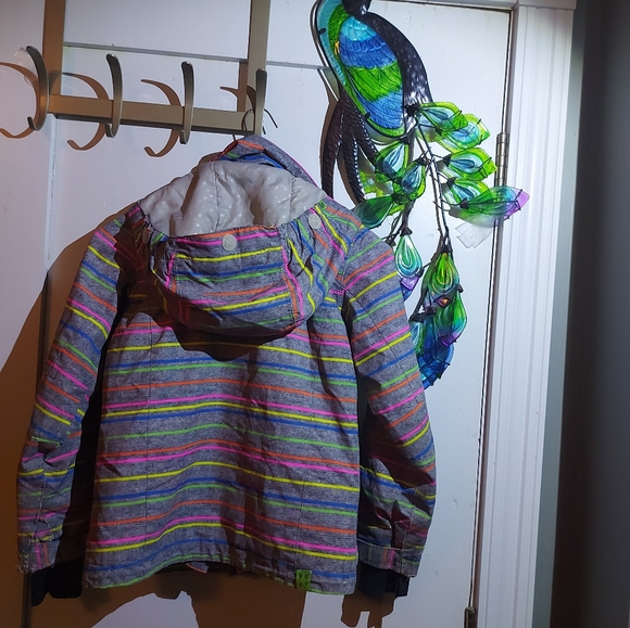 Roxy Striped Kids Puffer Jacket - Multicolor - Picture 2 of 3